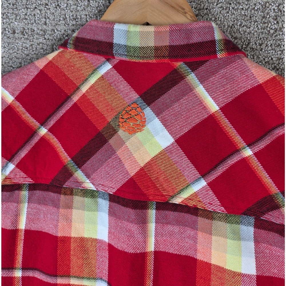 Stio Mens Hutkeeper Heavyweight XL Red Plaid Flannel Button Shirt Long Sleeve - Picture 7 of 9